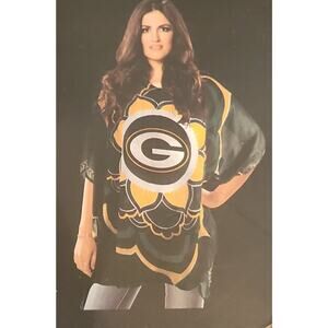NFL Green Bay Packers Sheer Caftan Flower Design Beach Cover Up OSFA